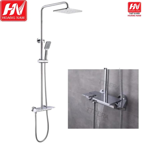 [ CHÍNH HÃNG ] Sen Cây Phím Đàn Mạ Crome Inox SUS 304 Mờ Vòi Sen Cây Vuông Nóng Lạnh