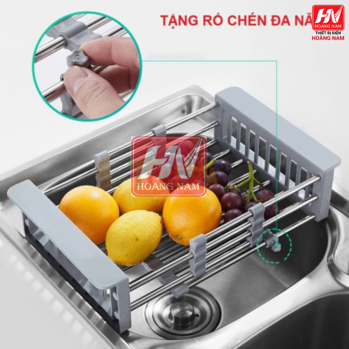 [CHÍNH HÃNG] Chậu Rửa Chén Vắt Dao Hộc Rác INOX 304 dồng thau nguyên khối 1000x480x240mm Tặng rỗ rữa rau củ