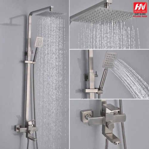[ CHÍNH HÃNG ] Sen Cây Tắm Đứng Inox SUS 304 Mờ Vòi Sen Cây Vuông Nóng Lạnh 3 Chế Độ Xả Nước Chống Han Gỉ Chống Bám Cặn Canxi
