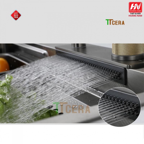 [CHÍNH HÃNG] Chậu Rửa Chén INOX 304 dồng thau nguyên khối Tặng thớt và 2 khay nhôm loại xịn chỉnh nhiều chế dộ