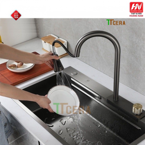[CHÍNH HÃNG] Chậu Rửa Chén INOX 304 dồng thau nguyên khối Tặng thớt và 2 khay nhôm loại xịn chỉnh nhiều chế dộ