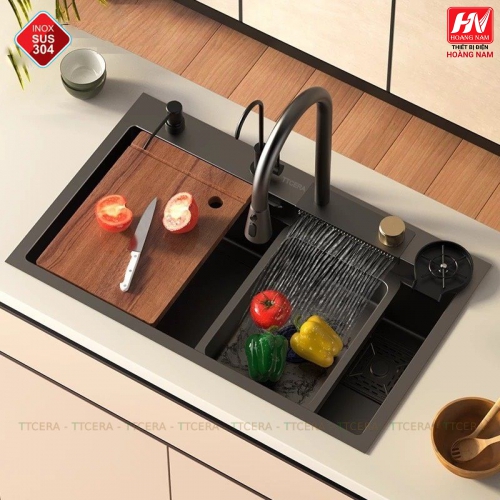 [CHÍNH HÃNG] Chậu Rửa Chén INOX 304 dồng thau nguyên khối Tặng thớt và 2 khay nhôm loại xịn chỉnh nhiều chế dộ