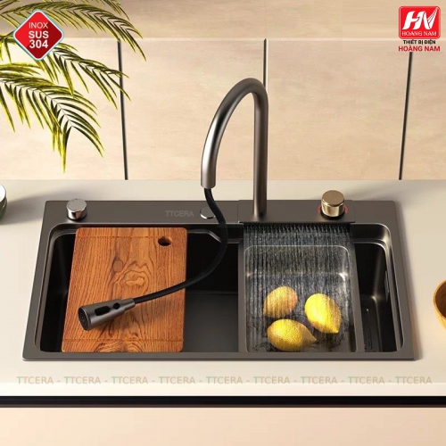 [CHÍNH HÃNG] Chậu Rửa Chén INOX 304 dồng thau nguyên khối Tặng thớt và 2 khay nhôm loại xịn chỉnh nhiều chế dộ