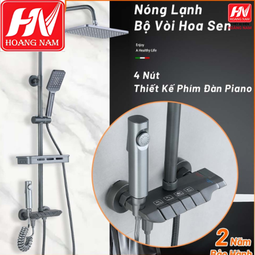 [CHÍNH HÃNG] Bộ sen tắm phím đàn đứng nóng lạnh đồng thau 2,8 Kg Mạ Titan, nhiều chế độ nước, INOX 304
