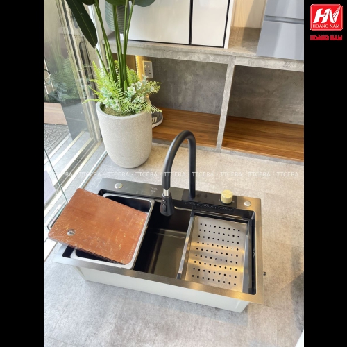 [CHÍNH HÃNG] Chậu Rửa Chén INOX 304 dồng thau nguyên khối Tặng thớt và 2 khay nhôm loại xịn chỉnh nhiều chế dộ